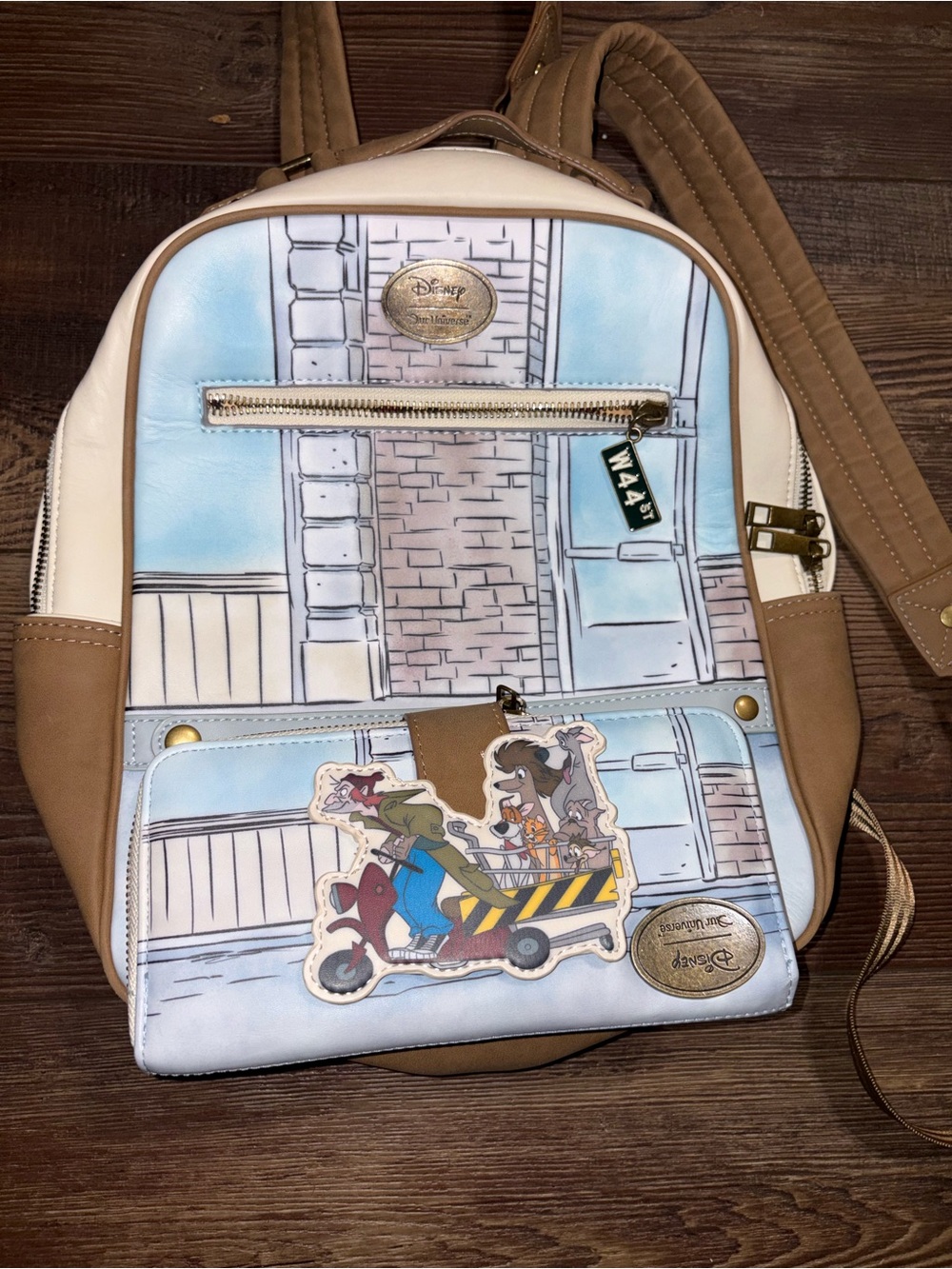 Disney Blue, Brown & Cream Mini Backpack with Character Patch
